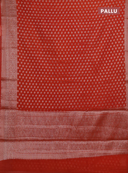 Semi chiniya silk saree orange with allover thread & zari woven buttas and woven border