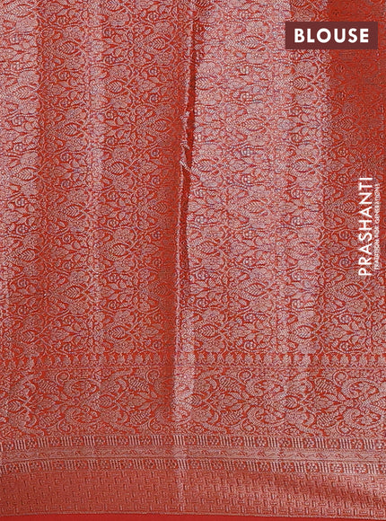 Semi chiniya silk saree orange with allover thread & zari woven buttas and woven border