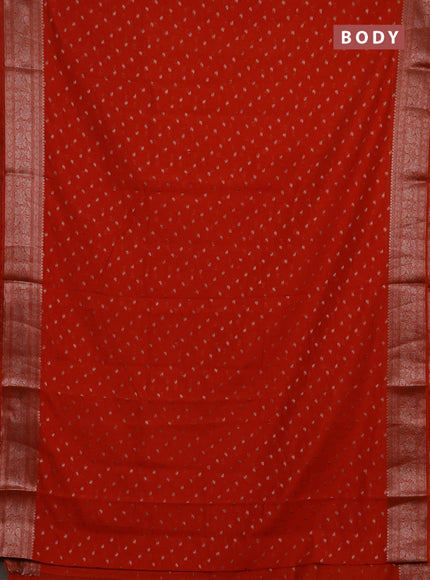 Semi chiniya silk saree rustic orange with allover thread & zari woven buttas and woven border