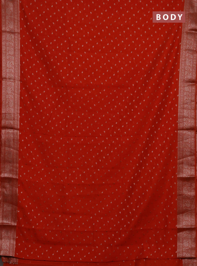 Semi chiniya silk saree rustic orange with allover thread & zari woven buttas and woven border