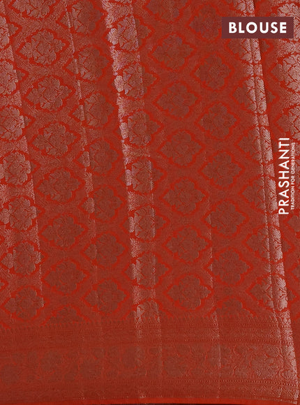 Semi chiniya silk saree rustic orange with allover thread & zari woven buttas and woven border