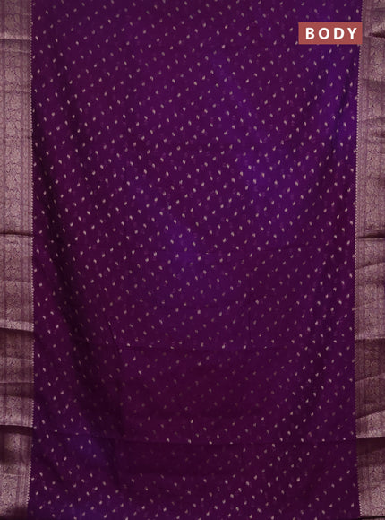Semi chiniya silk saree violet with allover thread & zari woven buttas and woven border