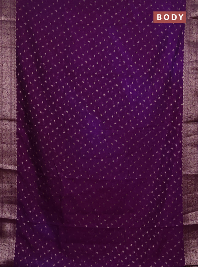 Semi chiniya silk saree violet with allover thread & zari woven buttas and woven border