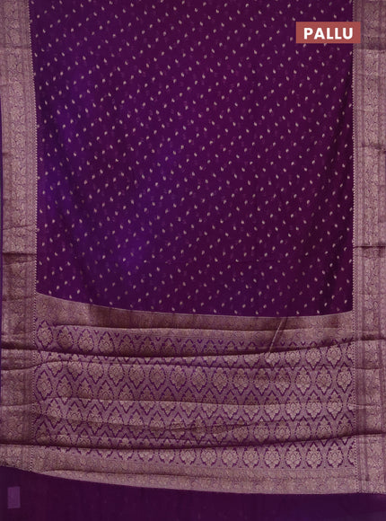 Semi chiniya silk saree violet with allover thread & zari woven buttas and woven border