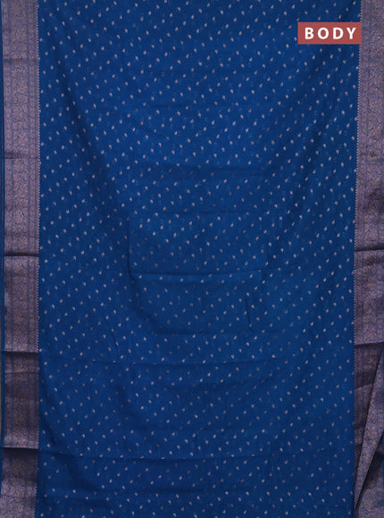 Semi chiniya silk saree cs blue with allover thread & zari woven buttas and woven border