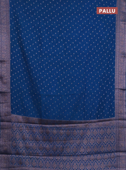 Semi chiniya silk saree cs blue with allover thread & zari woven buttas and woven border