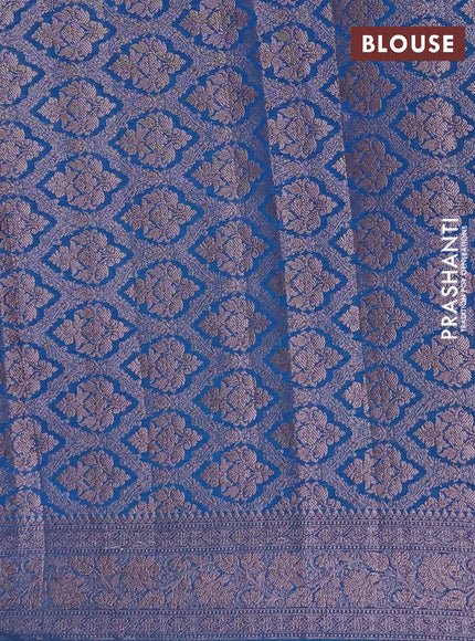 Semi chiniya silk saree cs blue with allover thread & zari woven buttas and woven border