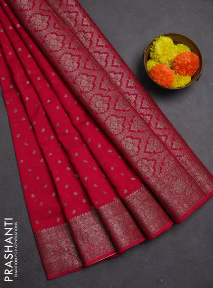 Semi chiniya silk saree pink with allover thread & zari woven buttas and woven border