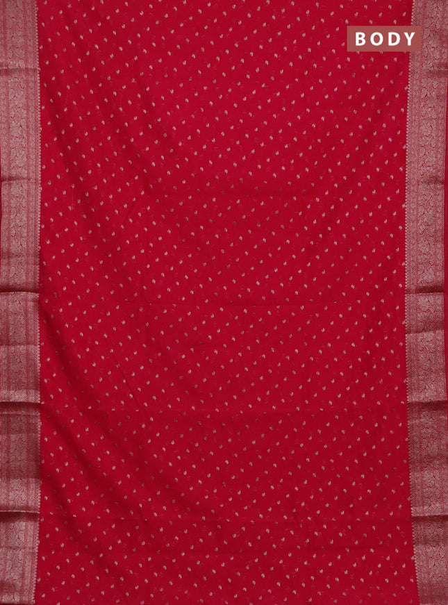 Semi chiniya silk saree pink with allover thread & zari woven buttas and woven border