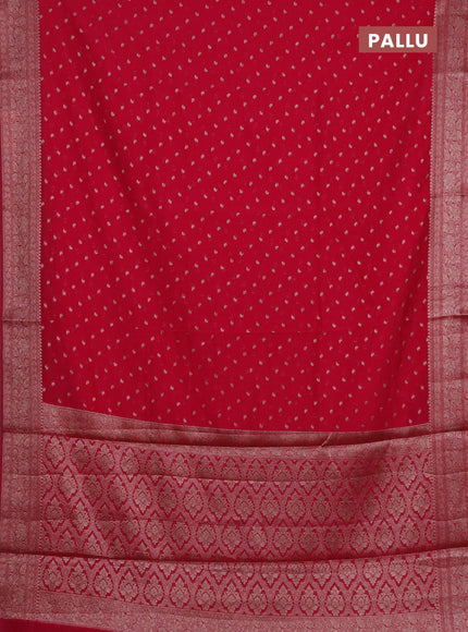 Semi chiniya silk saree pink with allover thread & zari woven buttas and woven border
