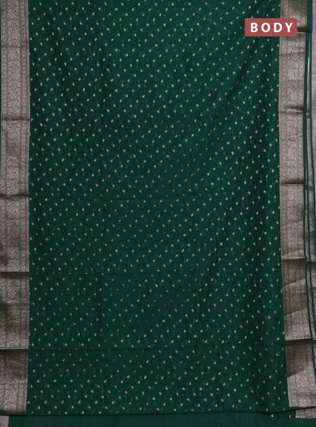 Semi chiniya silk saree green with allover thread & zari woven buttas and woven border