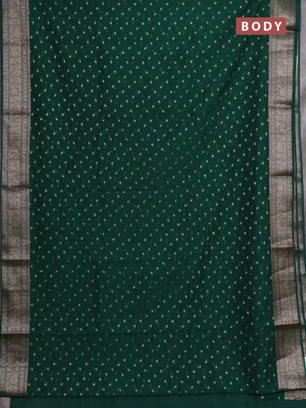 Semi chiniya silk saree green with allover thread & zari woven buttas and woven border