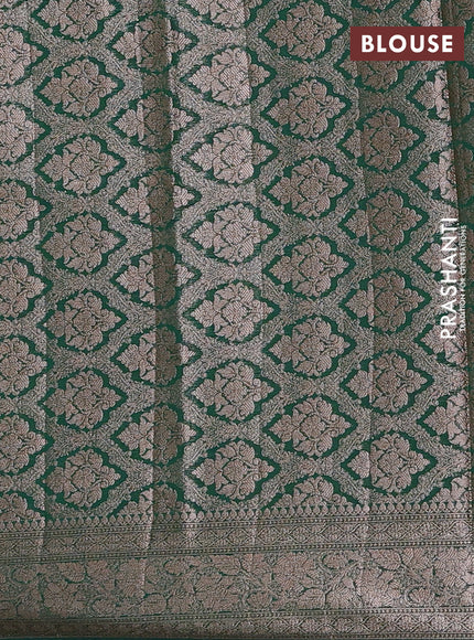 Semi chiniya silk saree green with allover thread & zari woven buttas and woven border