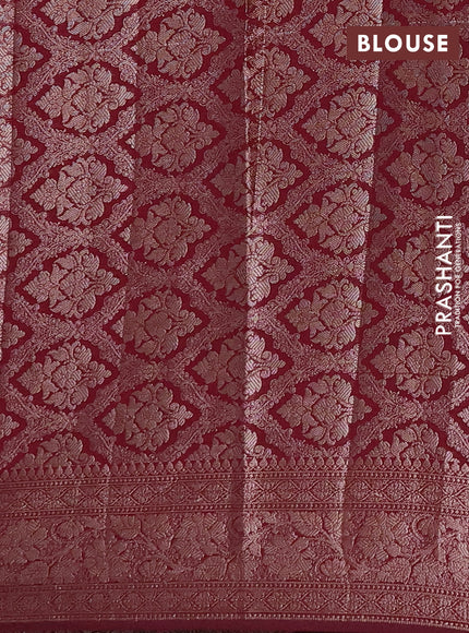 Semi chiniya silk saree wine shade with allover thread & zari woven buttas and woven border