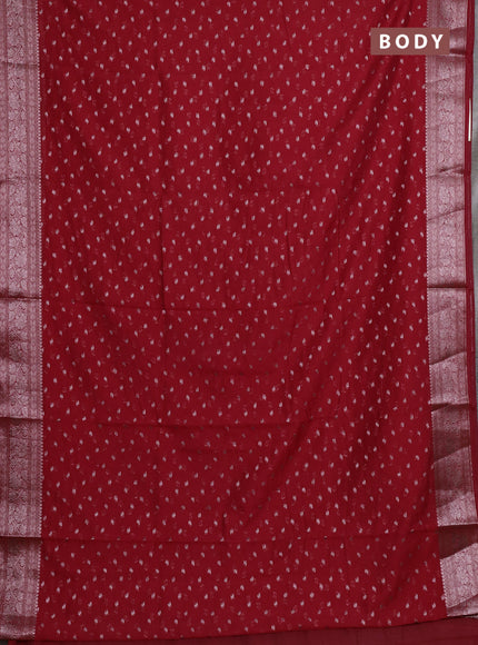 Semi chiniya silk saree red with allover thread & zari woven buttas and woven border