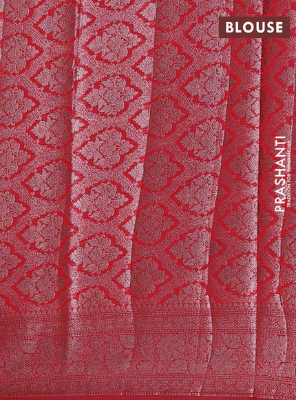 Semi chiniya silk saree red with allover thread & zari woven buttas and woven border