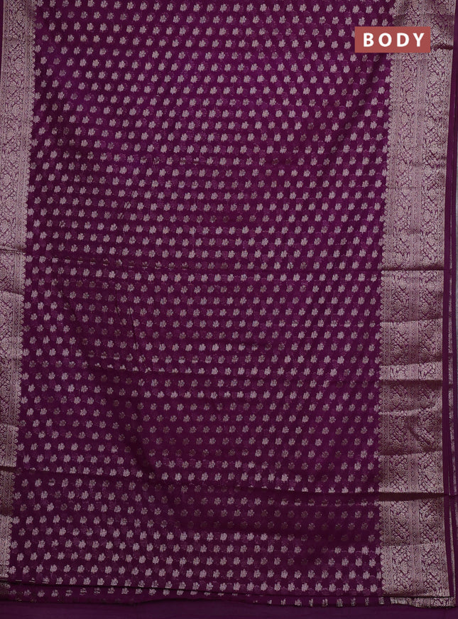 Semi chiniya silk saree purple with allover thread & zari woven buttas and woven border
