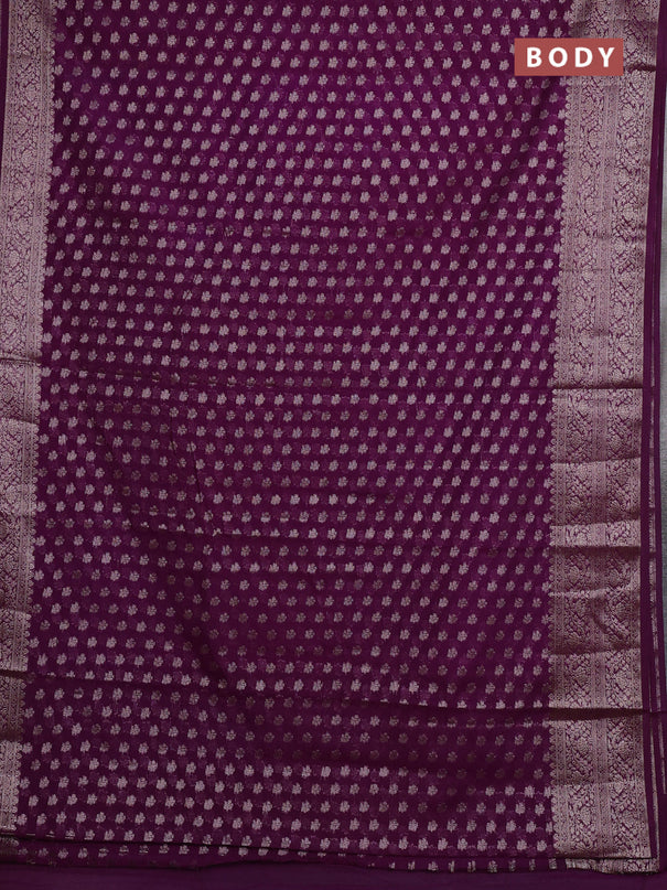 Semi chiniya silk saree purple with allover thread & zari woven buttas and woven border