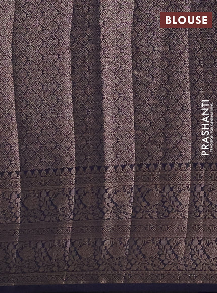 Semi chiniya silk saree navy blue with allover thread & zari woven buttas and woven border