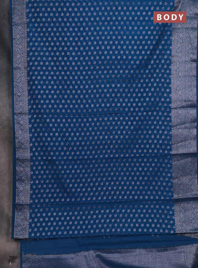 Semi chiniya silk saree cs blue with allover thread & zari woven buttas and woven border
