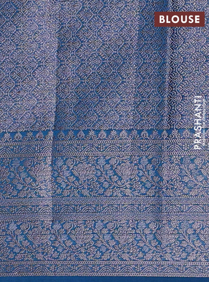 Semi chiniya silk saree cs blue with allover thread & zari woven buttas and woven border
