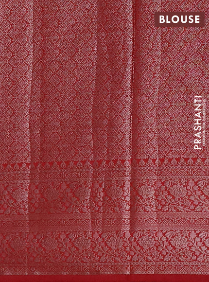 Semi chiniya silk saree kumkum red with allover thread & zari woven buttas and woven border