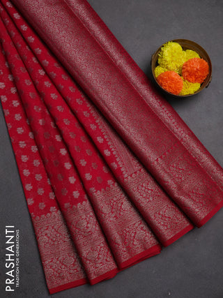 Semi chiniya silk saree pink with allover thread & zari woven buttas and woven border