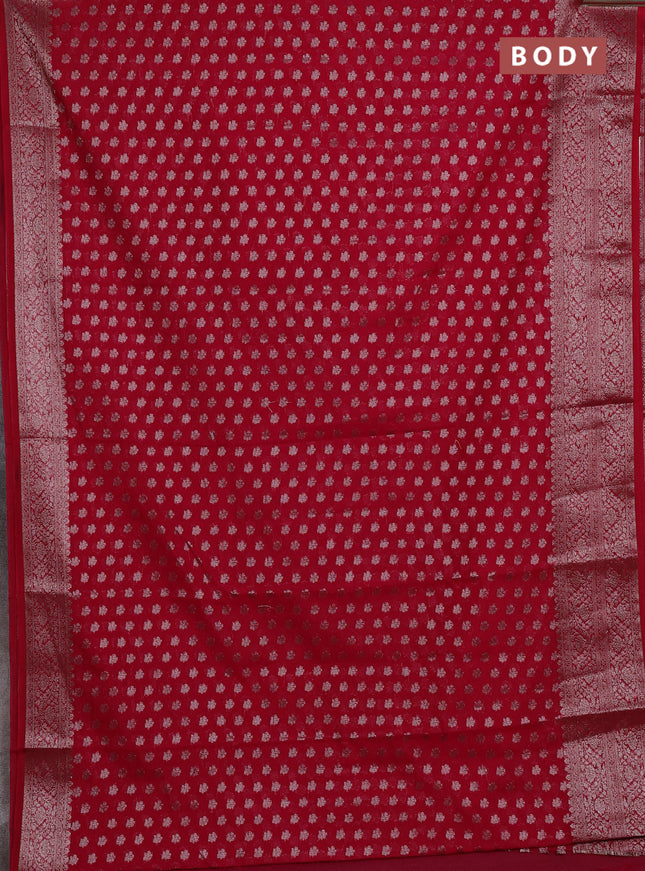 Semi chiniya silk saree pink with allover thread & zari woven buttas and woven border