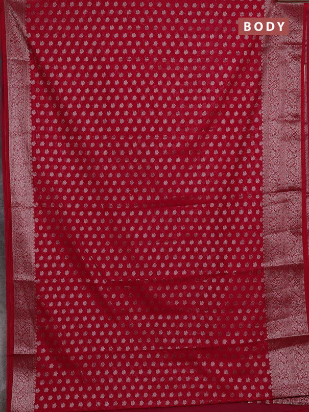 Semi chiniya silk saree pink with allover thread & zari woven buttas and woven border