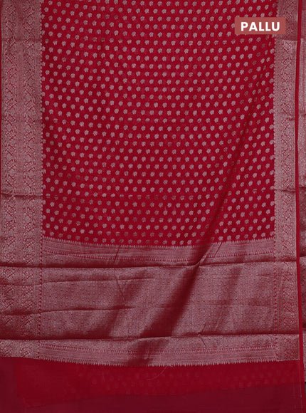 Semi chiniya silk saree pink with allover thread & zari woven buttas and woven border