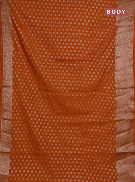 Semi chiniya silk saree mango yellow with allover thread & zari woven buttas and woven border