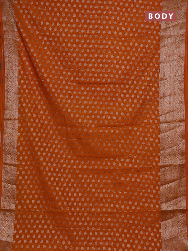 Semi chiniya silk saree mango yellow with allover thread & zari woven buttas and woven border