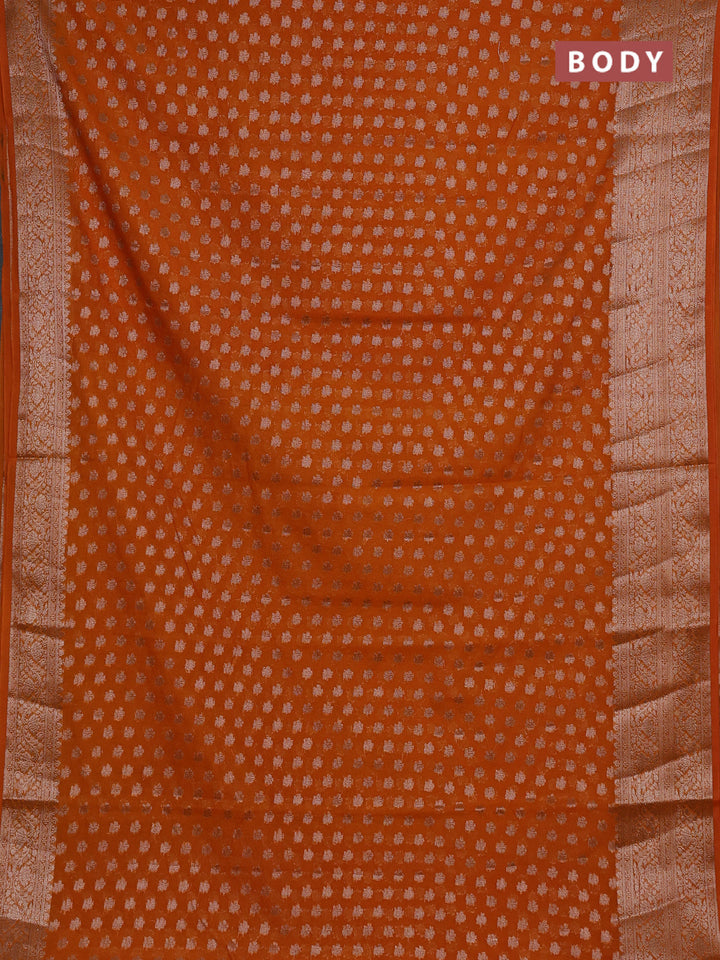 Semi chiniya silk saree mango yellow with allover thread & zari woven buttas and woven border