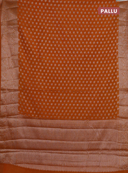 Semi chiniya silk saree mango yellow with allover thread & zari woven buttas and woven border