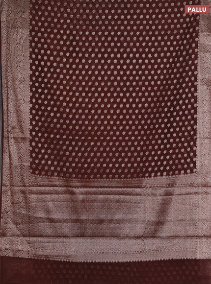 Semi chiniya silk saree coffee brown with allover thread & zari woven buttas and woven border