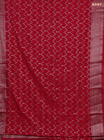 Semi chiniya silk saree pink with allover thread & zari weaves and woven border