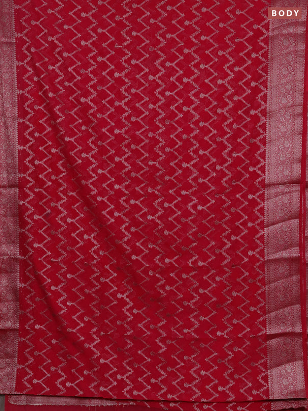 Semi chiniya silk saree pink with allover thread & zari weaves and woven border
