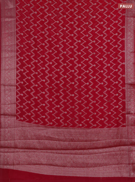Semi chiniya silk saree pink with allover thread & zari weaves and woven border