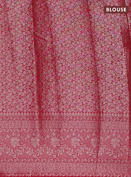 Semi chiniya silk saree pink with allover thread & zari weaves and woven border