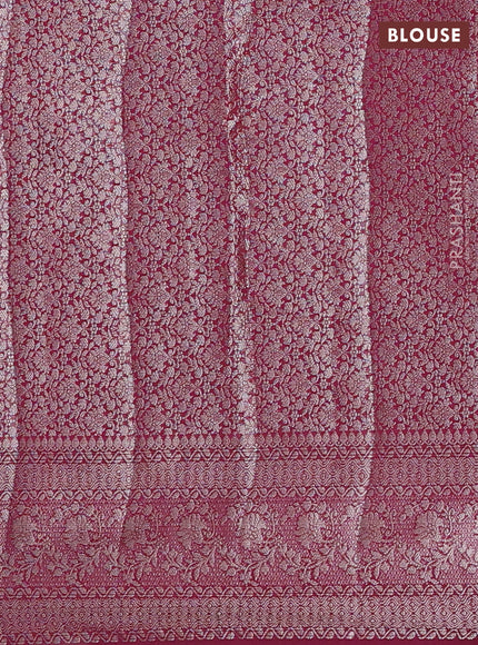 Semi chiniya silk saree wine shade with allover thread & zari weaves and woven border