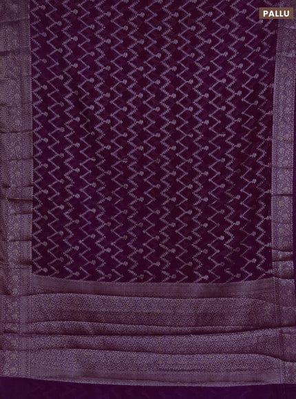 Semi chiniya silk saree purple with allover thread & zari weaves and woven border