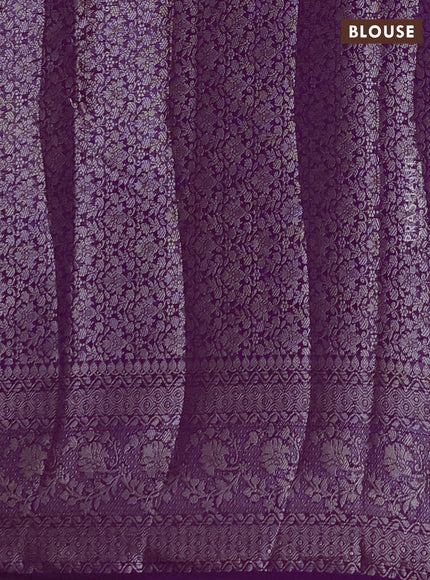 Semi chiniya silk saree purple with allover thread & zari weaves and woven border