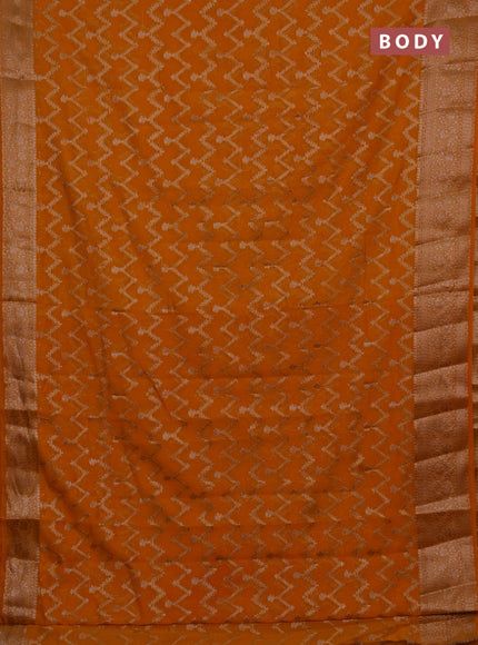 Semi chiniya silk saree mango yellow with allover thread & zari weaves and woven border