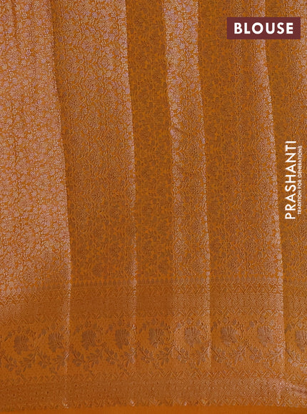 Semi chiniya silk saree mango yellow with allover thread & zari weaves and woven border
