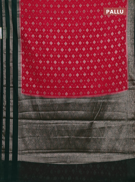 Semi chiniya silk saree pink and bottle green with allover thread & zari woven buttas and long woven border