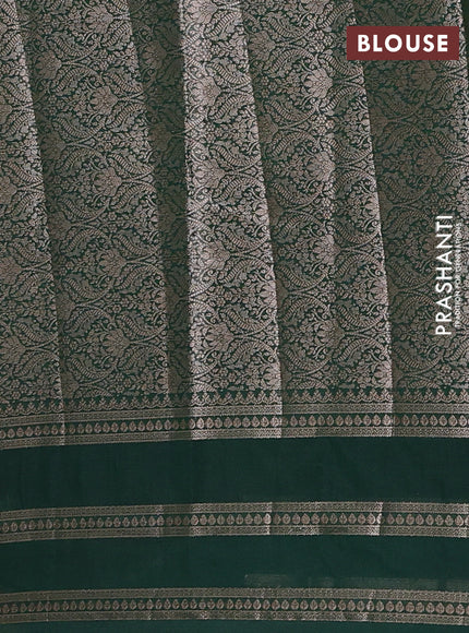 Semi chiniya silk saree pink and bottle green with allover thread & zari woven buttas and long woven border