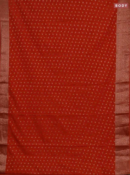 Semi chiniya silk saree rustic orange with allover thread & zari woven buttas and woven border