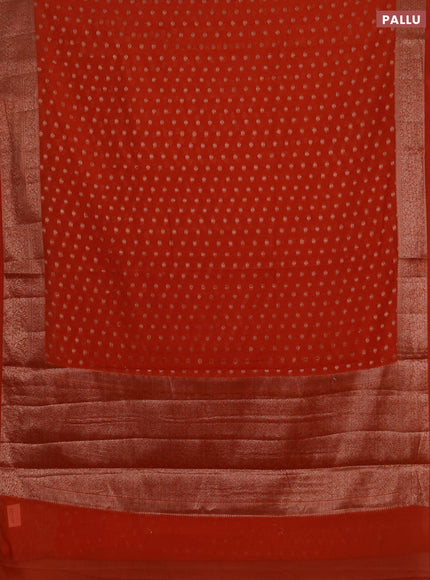 Semi chiniya silk saree rustic orange with allover thread & zari woven buttas and woven border
