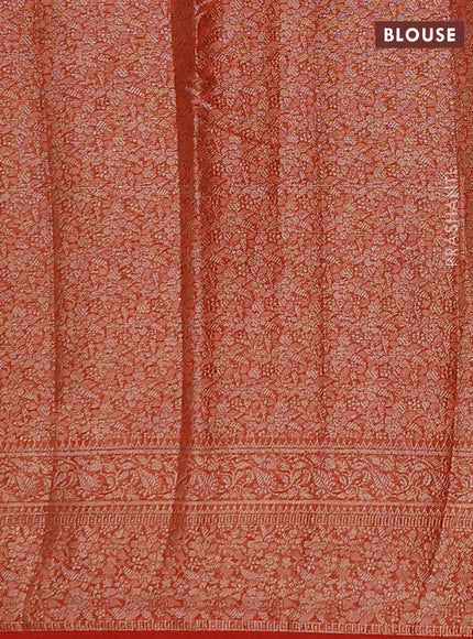 Semi chiniya silk saree rustic orange with allover thread & zari woven buttas and woven border