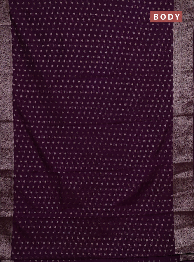 Semi chiniya silk saree purple with allover thread & zari woven buttas and woven border